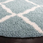 SAFAVIEH Dallas Shag Collection Area Rug - 6' Round, Seafoam & Ivory, Trellis Design, Non-Shedding & Easy Care, 1.5-inch Thick Ideal for High Traffic Areas in Living Room, Bedroom (SGD257C)