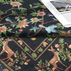 Black Rug for Living Room 5x7 Area Rugs, Machine Washable Non-Slip Carpet, Boho Floral Low Pile Throw Rugs for Bedroom, Dining Room, Office, Nursery, Vintage Home Decor