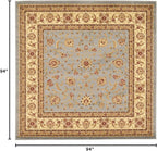 Unique Loom Voyage Collection Traditional Oriental Classic Intricate Design Area Rug (8' 0 x 8' 0 Square, Light Blue/Gold)