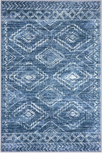 KILOCOCO Entryway Rug 2x3 Small Washable Rug Door Mat Indoor Soft Non Slip Printed Blue Kitchen Rugs for Bedroom Entry Front Door Geometric Boho Throw Rugs, Stonewashed Blue