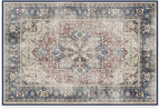 RUGGABLE Washable Vintage Area Rug – Kamran Royal Blue 2x3, Stain-Resistant, Non-Slip – Small Machine Washable Rugs for Living Room, Bedroom, Hallway, Entryway & Bathroom–with Cushioned Pad