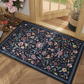 Vintage Medallion Floral Indoor Door Mat 2x3, Machine Washable Entryway Rug, Low Pile Soft Small Carpet, Non-Slip Area Rug for Entrance, Bedroom, Kitchen & Kids Room | Blue