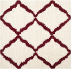 SAFAVIEH Dallas Shag Collection Area Rug - 6' Square, Ivory & Red, Trellis Design, Non-Shedding & Easy Care, 1.5-inch Thick Ideal for High Traffic Areas in Living Room, Bedroom (SGD257R)