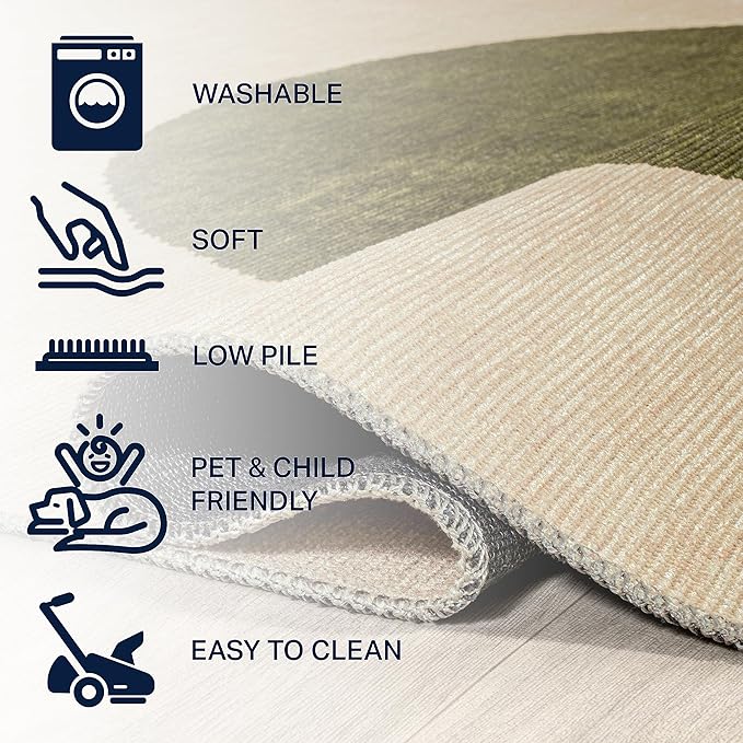 JONATHAN Y Machine Washable Cream/Green Indoor Area Rug 9X12 ft, Cirkel Minimalist Geometric Dot for Living Room, Bedroom, Kitchen, Office, Easy-Cleaning, Pet-Friendly, Non-Shedding WSH113C-9