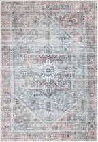 Bloom Rugs Washable Non-Slip 9' x 12' Rug - Light Pink/Light Blue Traditional Medallion Area Rug for Living Room, Bedroom, Dining Room, and Kitchen - Exact Size: 9' x 12'