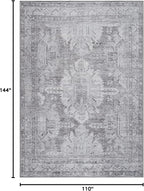 Bloom Rugs Washable 9' x 12' Rug - Ivory/Silver Gray Traditional Area Rug for Living Room, Bedroom, Dining Room, and Kitchen - Exact Size: 9' x 12'