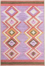 Dash & Albert Rhapsody Spice Machine Washable Rug, 2 X 3 Feet, Red/Purple Graphic Pattern - Premium Luxury Hotel Quality Soft Breathable Hypoallergenic Machine Washable Easy Care All Season