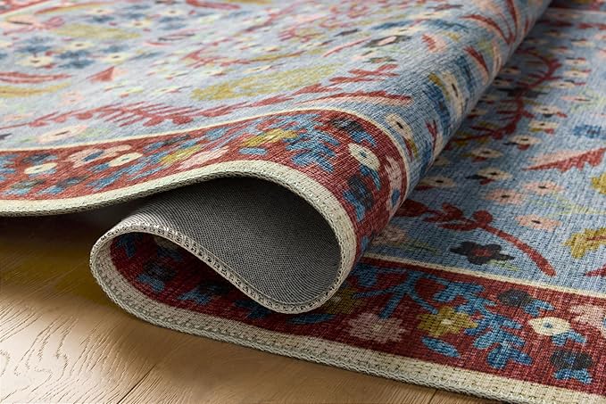 Loloi Rifle Paper Co. Canopy Collection CNP-03 Red/Blue 3'-9" x 3'-9" Round Accent Rug