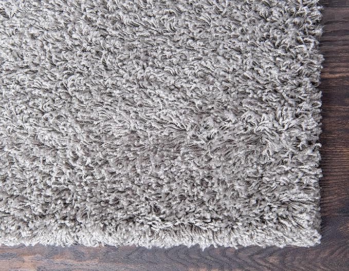 Unique Loom Solid Shag Collection Area Rug (2' 6" x 19' 8" Runner, Cloud Gray)