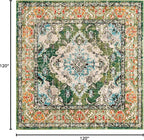 SAFAVIEH Monaco Collection Area Rug - 10' Square, Forest Green & Light Blue, Medallion Distressed Design, Non-Shedding & Easy Care, Ideal for High Traffic Areas in Living Room, Bedroom (MNC243F)