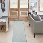 Nourison Home Courtyard Ivory Aqua 2'2" x 8' Area Rug - Easy Clean, Non Shedding, Bed Room, Living Room, Dining Room, Kitchen (8' Runner)