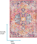 Livabliss Odelia Vintage Bohemian Area Rug,9' x 12'6",Pink/Orange