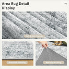 9x12 Area Rugs for Living Room, Non Slip Machine Washable Vintage Rugs, Low Pile Lightweight Large Rug for Bedroom, Dining Room, Home Office Grey