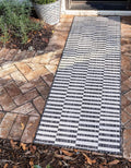 Unique Loom Outdoor Striped Collection Area Rug - Striped (2' x 6' 1" Runner, Charcoal/Ivory)