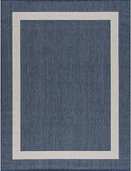 CAMILSON Outdoor Rug 5x7, Modern Outside Rugs for Patios Porches Waterproof Durable Washable Non-Shedding, Easy-to-Clean Indoor Outdoor Area Carpet (5 x 7, Bordered - Blue/White)