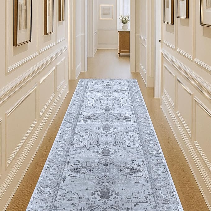 Washable Area Rug. Modern Farmhouse. Vintage. Turkish. Bohemian. Distressed. Oriental. Traditional. Rugs for Living Room. Dining. Bedroom. Office. Entryway. Foyer. (861GG, 2'5" x 6'5")
