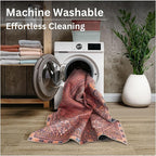 Bloom Rugs Washable Non-Slip 4' x 6' Rug - Red/Multicolor Traditional Bordered Area Rug for Living Room, Bedroom, Dining Room, and Kitchen - Exact Size: 4' x 6'