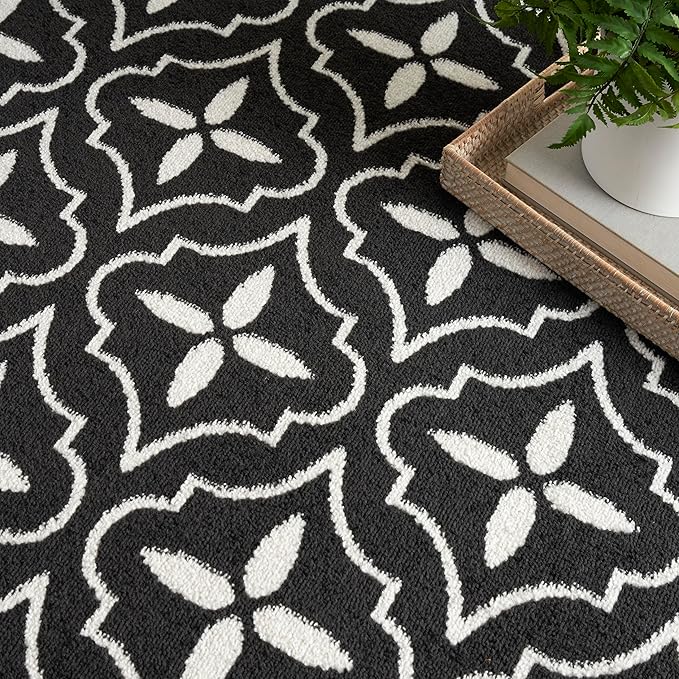 Nourison Home Nourison Essentials Black Ivory 8' x 10' Area Rug - Easy Clean, Non Shedding, Bed Room, Living Room, Dining Room, Kitchen (8' x 10')