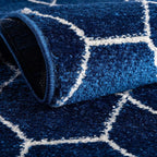 Unique Loom Trellis Frieze Collection Area Rug - Geometric (6' 1" x 9', Navy Blue/ Ivory)