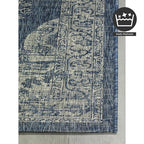 FH Home Outdoor Area Rug - Waterproof Easy to Clean Stain Resistant - Patio Indoor Outdoor Porch Deck Balcony Entryway - Vintage Distressed - Gorgan - Blue - 7ft 8in x 9ft 8in