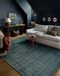 Loloi Chris Loves Julia Calvin Collection CLV-02 Ocean/Olive 2'-7" x 10'-0" Runner Rug Checkered Neutral Soft Living Room Bedroom Carpet