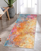 Lahome Modern Abstract Runner Rug - 2x6 Colorful Runners for Hallways Non Skid Laundry Room Rug Washable Carpet Runner, Rainbow Soft Non Slip Indoor Throw Runner for Bedroom Kitchen Bathroom