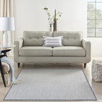 Nourison Home Courtyard Ivory Blue 5' x 7' Area Rug - Easy Clean, Non Shedding, Bed Room, Living Room, Dining Room, Kitchen (5' x 7')