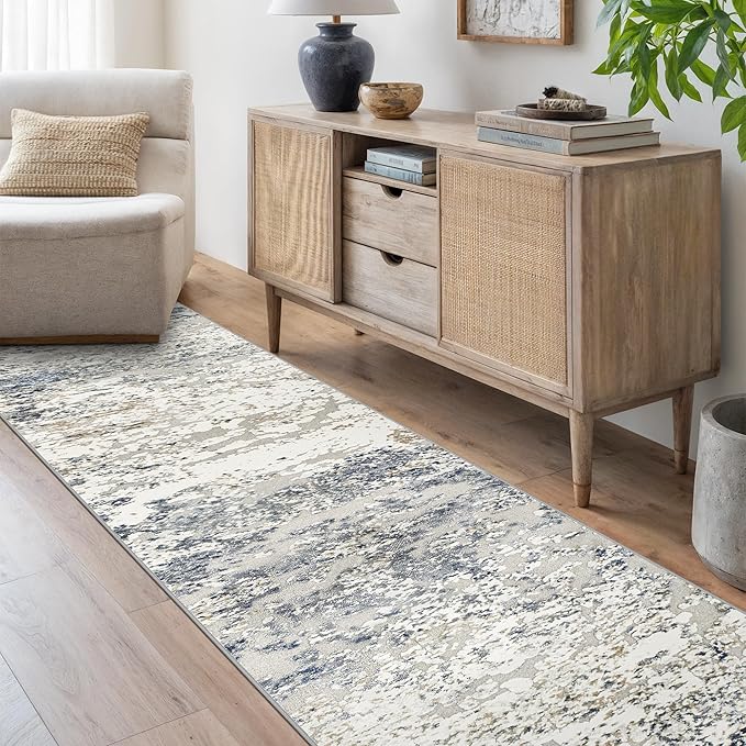 Art&Tuft 2x6 Runner Rug - Washable Runner Rugs, Non-Slip Runner Rug for Hallway, Low-Pile 2x6 Rug Runner Kitchen Laundry Room Rug Throw Carpet for Entrance Bedroom Living Room, Blue