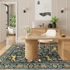DUKINO 4x6 Rug, Washable Animal Area Rug with Non Slip Vintage Design, Indoor Soft Low Pile Carpet for Bedroom, Nursery, Dining Room, Farmhouse, Playroom, Black