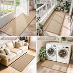 BEQHAUSE Door Mat 24" x 60", Non-Slip Door Mats Indoor Entryway Rugs Washable Low-Profile Absorbent and Stain Resist Floor Mats, Dog Door Mat for Front Back Door, Muddy Wet Shoes & Paws, Beige