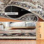ReaLife Rugs Machine Washable Area Rug - Living Room Bedroom Bathroom Kitchen Entryway Office - Padded Low Pile Stain Resistant Premium - Boho Farmhouse Vintage - Joy - Brown Beige 4' x 6'