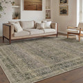 HUGEAR 6x9 Washable Area Rug Taupe Vintage Neutral Bedroom Rug Soft Non Slip Distressed Carpet Low Pile Pet Friendly for Living Room Bedside Dining Room