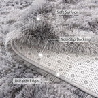 Beglad Fluffy Large Area Rugs 6x9 Feet, Modern Minimalist Style Shag Fuzzy Rugs, Non-Slip Indoor Carpet Soft Rugs for Kids Room, Bedroom & Living Room, Tie-Dyed Light Grey