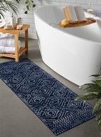 Wonnitar Moroccan Kitchen Runner Rugs, Non-Skid Washable Runner Rug 2x6, Bohemian Non-Shedding Soft Blue Hallway Runner, Geometric Low Pile Carpet Runner for Laundry Bath Entrance (Blue,2'x6')