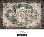 2x3 Small Rugs for Entryway, Green Boho Area Rug for Bathroom Throw Hallway Vintage Kitchen Rugs Non Slip Washable, Indoor Entrance Floor Carpet
