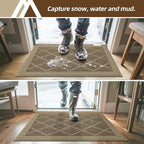 COSY HOMEER Non-Slip Door Mat 36"x60", Entryway Rugs Low Profile Absorbent Dirt Trapper Doormat for Front Entrance, Washable Polypropylene Entry Mat (Beige)