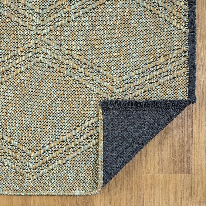 LUXE WEAVERS Modern Farmhouse Green 9x12 Washable Area Rug, Anti-Slip Diamond Pattern Carpet