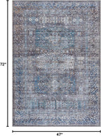 Bloom Rugs Washable 4' x 6' Rug - Slate Gray/Blue Traditional Area Rug for Living Room, Bedroom, Dining Room, and Kitchen - Exact Size: 4' x 6'