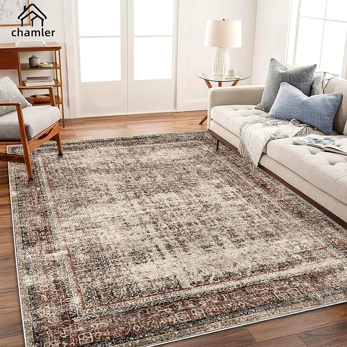 5x7 Washable Area Rug Vintage Traditional Floor Cover Foldable Thin Kitchen Accent Indoor Distressed Non Slip Carpet Rugs for Bedroom Living Room Bathroom