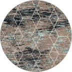 Unique Loom Trellis Frieze Collection Area Rug - Geometric (6' Round, Blue Multi/ Ivory)