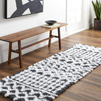 Livabliss Hapsburg Moroccan Shag Area Rug,6'7" x 9'6",Black/White