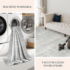 Valenrug Washable Rugs 2x8 - Stain Resistant 2x8 Area Rugs for Living Room, Non Slip Backing Large Area Rugs for Bedroom, Folable Machine Washable Area Rug (2'x8', Grey)