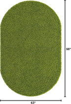 Unique Loom Solid Shag Collection Area Rug (5' 3" x 8' Oval, Grass Green)