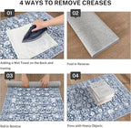 Vintage Floral 3x5 Rug, Light Blue White Entryway Rug Small Area Rug Washable Non-Slip Throw Rug, Thin Printed Faux Wool Low-Pile Kitchen Rugs Super Soft Capet for Entrance Bedroom Office