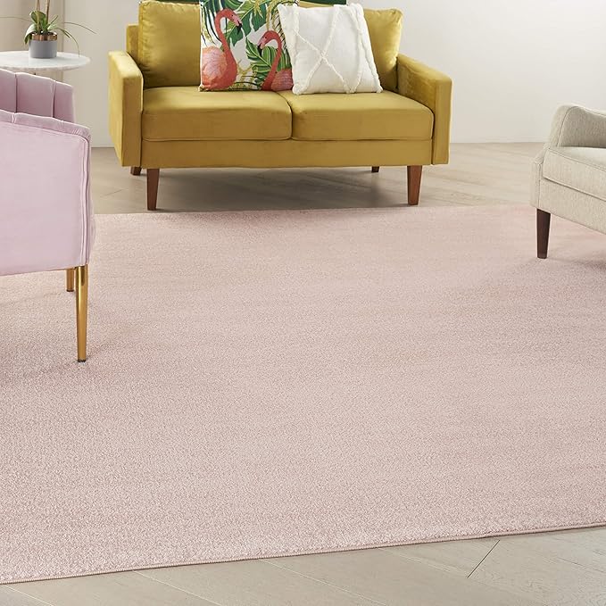 Nourison Home Nourison Essentials Pink 9' x Square Area Rug - Easy Clean, Non Shedding, Bed Room, Living Room, Dining Room, Kitchen (9' x Square)