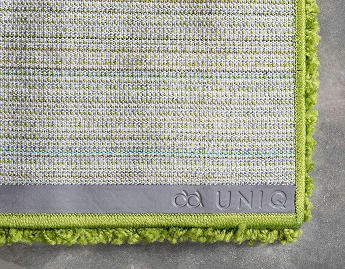 Unique Loom Solid Shag Collection Area Rug (7' 1" x 10' Rectangle, Grass Green)