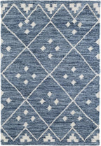 Dash & Albert Kota Indigo Handwoven Wool Rug, 9.5 X 13.5 Feet, Blue Geometric Pattern