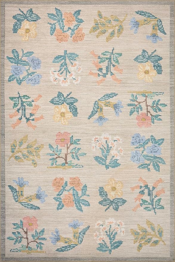 Loloi Rifle Paper Co. Rosa Collection RSA-03 Cream 5'-0" x 7'-6" Area Rug