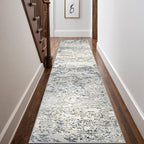 Art&Tuft 2x12 Runner Rug - Washable Runner Rugs, Non-Slip Runner Rug for Hallway, Low-Pile 2x12 Rug Runner Kitchen Laundry Room Rug Throw Carpet for Entrance Bedroom Living Room, Blue