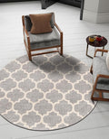 Rugs.com Lattice Collection Rug – 8 Ft Round Light Gray Medium-Pile Rug Perfect for Kitchens, Dining Rooms